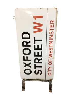 Lot 1 - Impressive original enamel Oxford Street W1 City of Westminster, London double sided street sign, with original mounts, 102 x 45.5cm