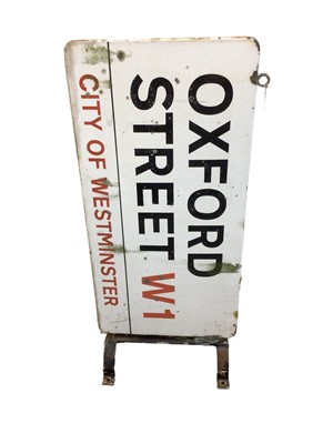 Lot 1 - Impressive original enamel Oxford Street W1 City of Westminster, London double sided street sign, with original mounts, 102 x 45.5cm