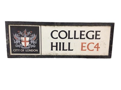 Lot 2606 - Original College Hill EC4 City of London street sign, 87.5cm x 30cm