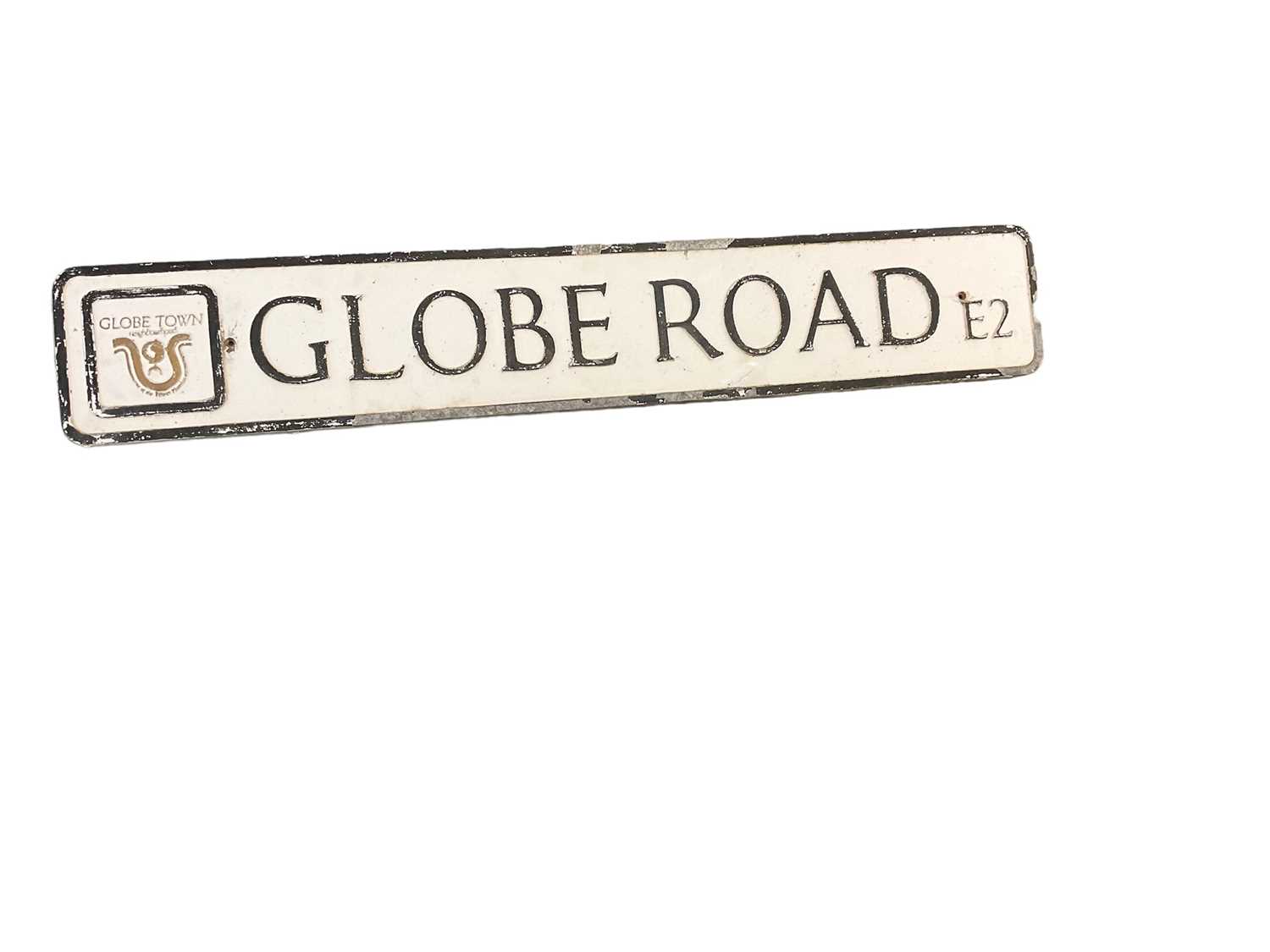 Lot 6 - Original metal, probably aluminium Globe Road E2, London street sign, 120 x 20cm