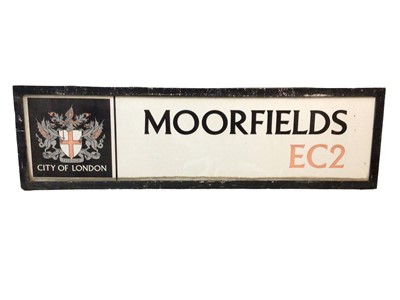 Lot 9 - Original Moorfields EC2 City of London street sign, 105.5cm x 30cm