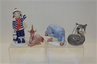 Lot 2051 - Two Herend porcelain animals - Unicorns and...