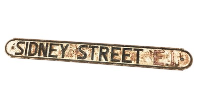 Lot 18 - Original cast iron Sidney Street E.1., London street sign, 136 x 15.5cm