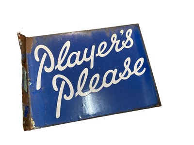 Lot 24 - Original 'Players Please' double sided enamel advertising sign, 40.5 x 30.5cm