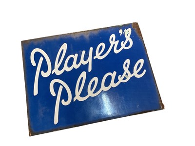 Lot 24 - Original 'Players Please' double sided enamel advertising sign, 40.5 x 30.5cm