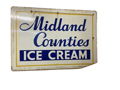 Lot 26 - Original 'Midland Counties Ice Cream' enamel advertising sign, 60.5 x 43cm