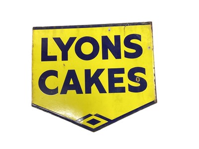 Lot 30 - Original 'Lyons Cakes' double sided enamel advertising sign, 45 x 40cm