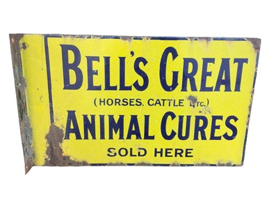 Lot 33 - Original 'Bell's Great Animal Cures' enamel sign, with bracket, 51cm x 30.5cm