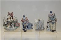 Lot 2053 - Four Lladro porcelain figures - Two Clockswns,...