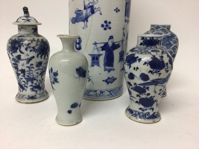 Lot 10 - Five 18th/19th century Chinese blue and white porcelain vases, the largest measuring 35.5cm high