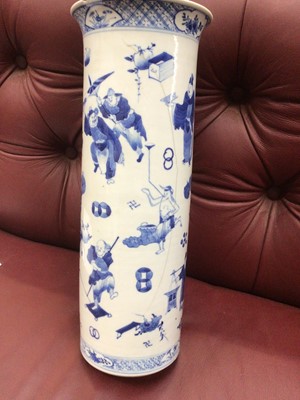 Lot 10 - Five 18th/19th century Chinese blue and white porcelain vases, the largest measuring 35.5cm high