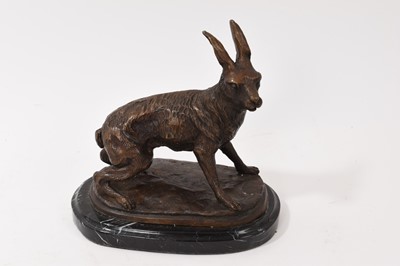 Lot 888 - Follower of Mene: Bronze sculpture of a hare