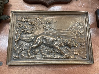 Lot 409 - Bronze plaque of a hunting dog