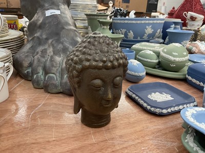 Lot 449 - Bronzed metal Buddha head