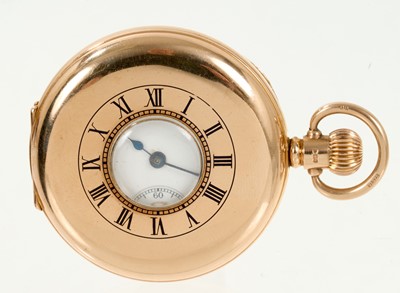 Lot 702 - Waltham 9ct gold half hunter stem wind pocket watch