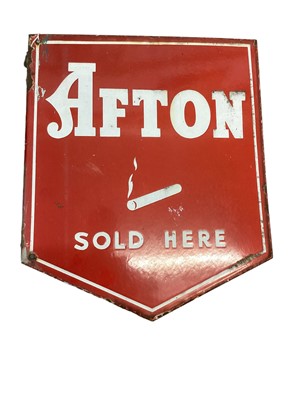 Lot 40 - Original 'Afton Sold Here' double sided enamel advertising sign, 45.5 x 38cm
