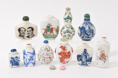 Lot 882 - Collection of ten 20th century Chinese porcelain snuff bottles, largest 8cm high