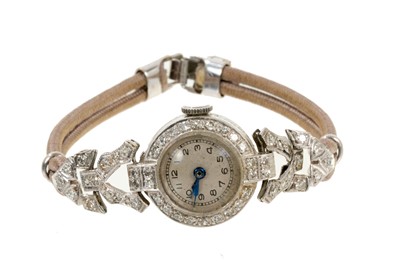 Lot 712 - Art Deco ladies diamond and platinum cocktail watch