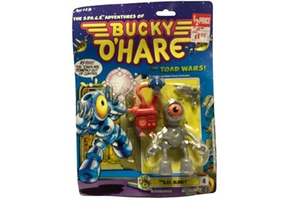 Lot 119 - Hasbro (c1990) The S.P.A.C.E. (Sentient Protoplasm Against Colonial Enchroachment) Adventures of Bucky O'Hare....The Toad Wars! A.F.C. Blinky, on punched card (slightly curled) with bubblepack no.7...