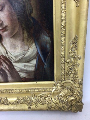 Lot 998 - Continental School, 18th/19th century - Mother Mary, 29 x 23cm, 19th century French gallery label verso, gilt frame