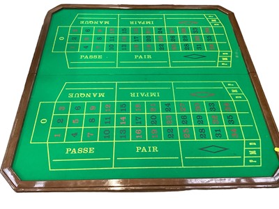 Lot 1217 - A reproduction games table, the walnut and marquetry inlaid square top lifts off to reveal sliding panels opening to roulette wheel, with reversible backgammon/green baize playing surface, the tabl...