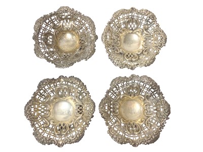 Lot 261 - Set of four Victorian silver bonbon dishes (London 1896)