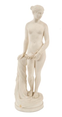 Lot 42 - A Victorian parian ware figure of a nude slave girl in chains, 30cm high
