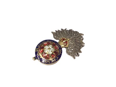 Lot 174 - Royal Fusiliers yellow metal, diamond and enamel brooch