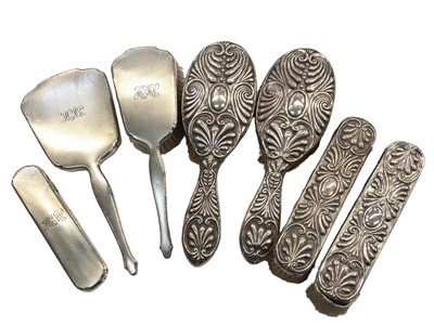 Lot 1029 - Group of silver mounted dressing table brushes and a mirror