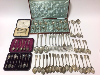 Lot 281 - Selection of Georgian and later English and Continental silver flatware