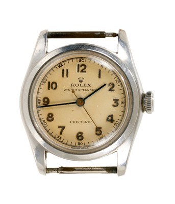 Lot 725 - 1940s Rolex Oyster Speedking Precision stainless steel wristwatch, numbered 630385 and 5056