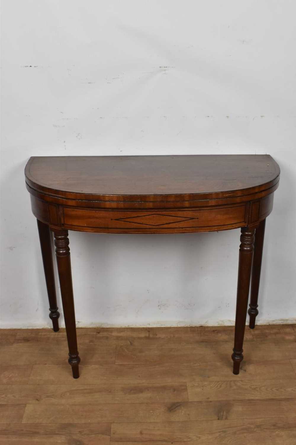 Lot 1258 - Regency mahogany and ebony inlaid D-shaped