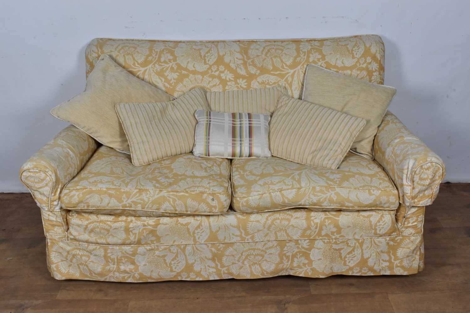 Lot 1262 - Twin seater sofa of square form, 141cm wide