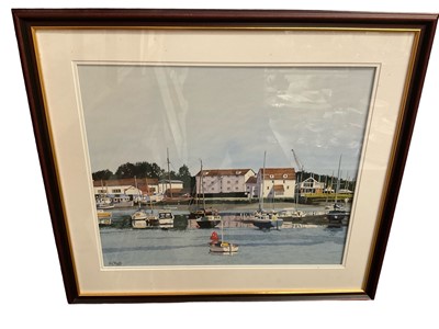 Lot 374 - Kevin W Franks, watercolour of the River Orwell at Tide Mill