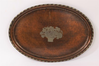 Lot 918 - Hugh Wallis Arts and Crafts copper and pewter tray