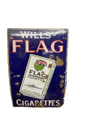 Lot 43 - Original 'Wills's "Flag" cigarettes' enamel advertising sign, 91.5 x 61cm