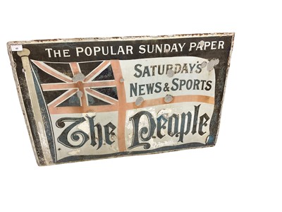 Lot 48 - Original 'The Popular Sunday Paper, Saturday's News & Sport The People' enamel advertising sign, 92 x 61cm