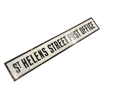Lot 54 - Original 'St. Helens Street Post Office' enamel sign, 122 x 20.5cm
