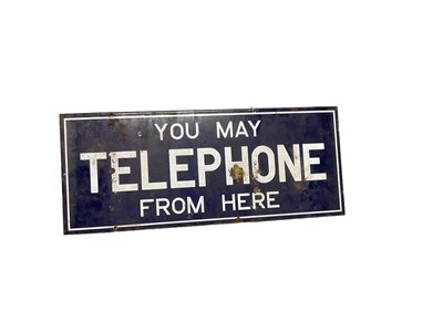 Lot 56 - Original 'You May Telephone From Here' double sided enamel sign, 56 x 23cm