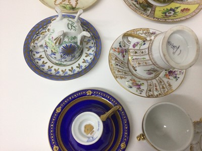 Lot 60 - Group of Continental porcelain cups and saucers, including Dresden, Limoges, Herend, Royal Copenhagen, etc