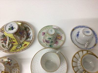 Lot 60 - Group of Continental porcelain cups and saucers, including Dresden, Limoges, Herend, Royal Copenhagen, etc