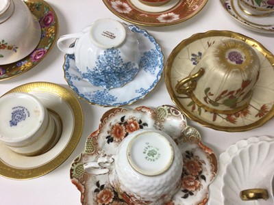 Lot 61 - Group of 19th and 20th century English porcelain tea wares, including Spode, Royal Worcester, Copeland, etc