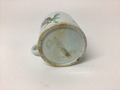 Lot 65 - 18th century Bow coffee can, polychrome painted with floral sprays, 6cm high