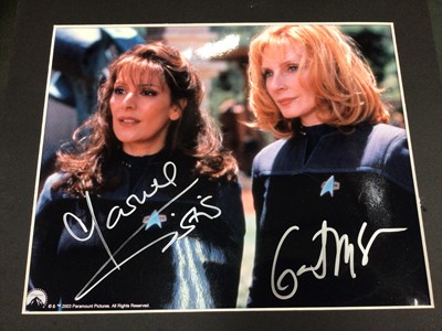 Lot 97 - Autographed Star Trek photograph of Marina Sirtis and Gates McFadden, with certificate of authenticity