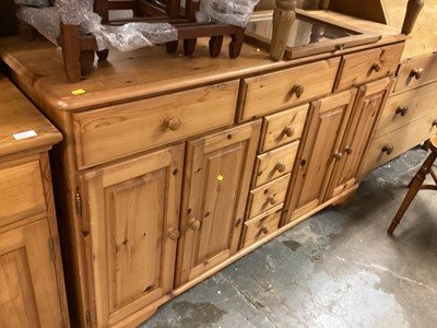 Lot 1279 - Pine dresser, pine dressing table, and a pine bureau