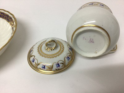 Lot 71 - Crown Derby custard cup and cover, circa 1790, with foliate pattern in enamels and gilt, and a Crown Derby fluted tea bowl and saucer, all with puce marks (3)