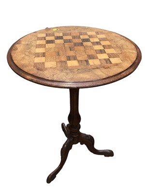 Lot 1205 - Victorian inlaid games table with chessboard top