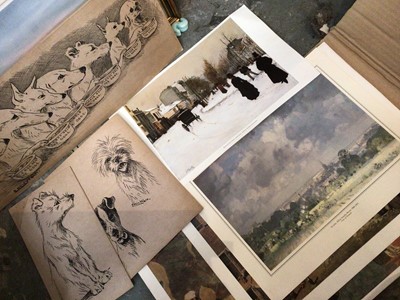 Lot 254 - Brian Ottley watercolour, Ships at rest, together with two signed Anthony Olsen prints and various unframed prints
