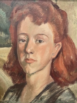 Lot 132 - Mid 20th century oil on canvas, portrait of a young woman, indistinctly signed, 40 x 31cm