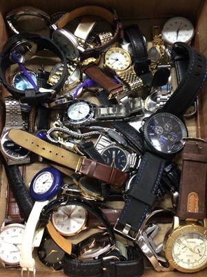 Lot 1089 - Collection of wristwatches, contemporary pocket watches and a clock